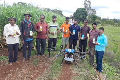 ರಸಗೊಬ್ಬರ ಸಿಂಪಡಿಸಲು ಡ್ರೋನ್ ಬಳಕೆ ಮಾಡಿದ ಬೆಳಗಾವಿ ಕೃಷಿಕ